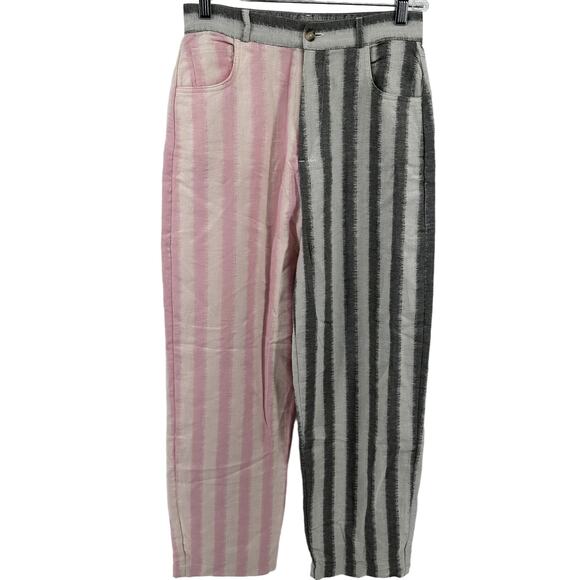 Anthropologie Rita Row Garon Trouser Striped Colorblock Baggy Organic Cotton S - Picture 2 of 7